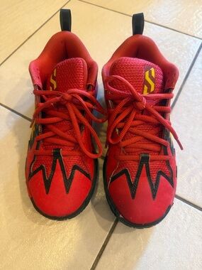 Puma Kids Red Sneakers with Black Accents